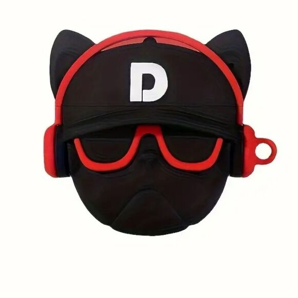 AirPods 1/2 3D Silicone Case Bulldog Red Sunglasses Headphone NEW Earphone Cover - Picture 3 of 4